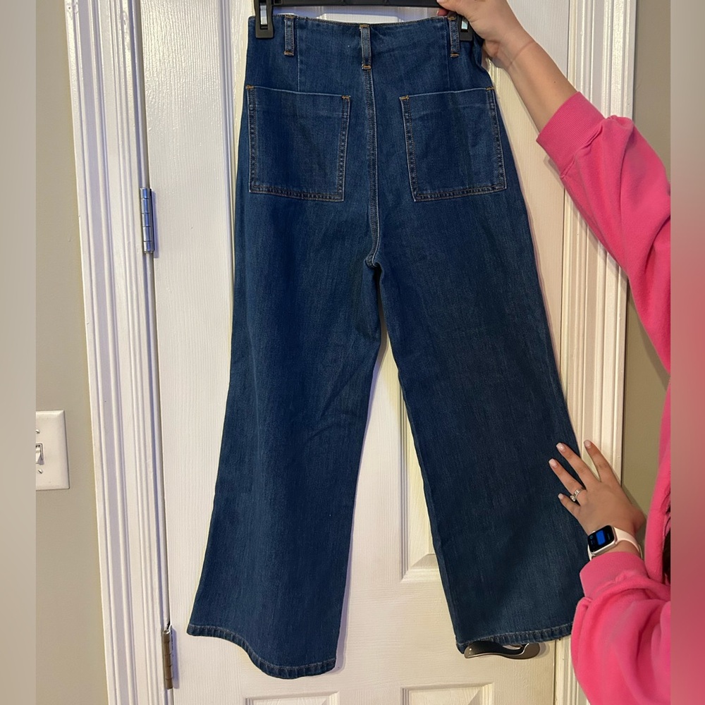 Stylish Blue Wide Leg Women's Jeans - Picture 3 of 5